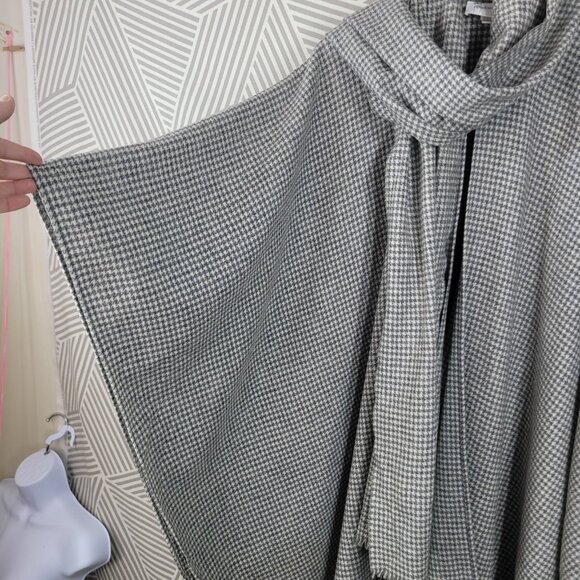 Vintage Tweed Wool Cape Coat One Size Medium Large XL 1X 2X 3X Grey Houndstooth - Picture 4 of 8